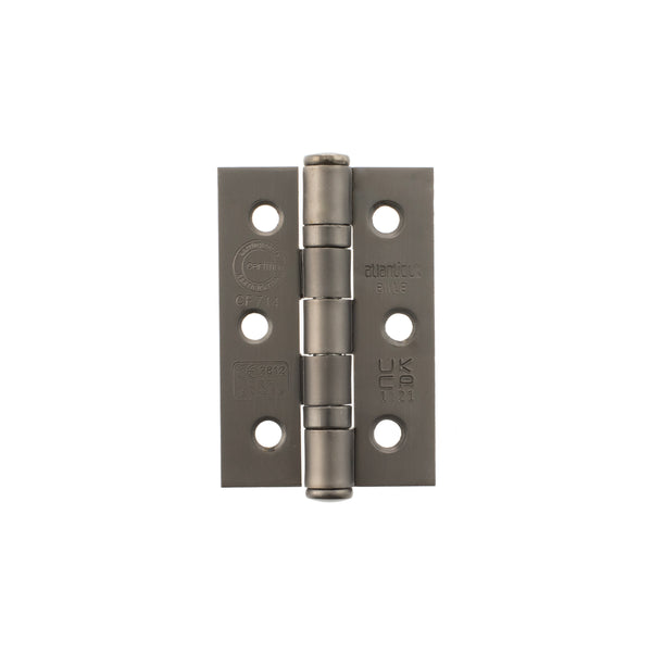 Atlantic CE Fire Rated Grade 7 Ball Bearing Hinges 3" x 2" x 2mm - Matt Gun Metal - A2H322MBN