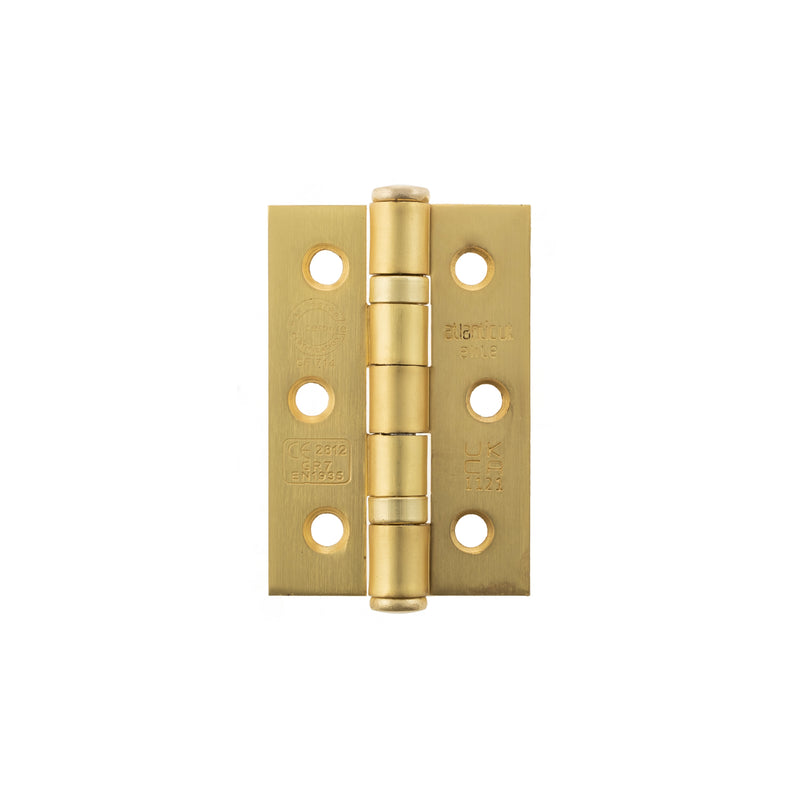 Atlantic CE Fire Rated Grade 7 Ball Bearing Hinges 3" x 2" x 2mm - Satin Brass - A2H322SB