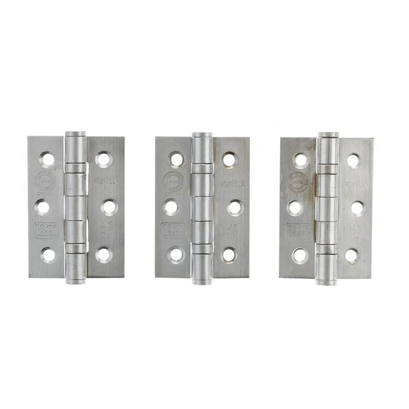 Atlantic CE Fire Rated Grade 7 Ball Bearing Hinges 3" x 2" x 2mm set of 3 - Satin Chrome - A2H322SC(3)