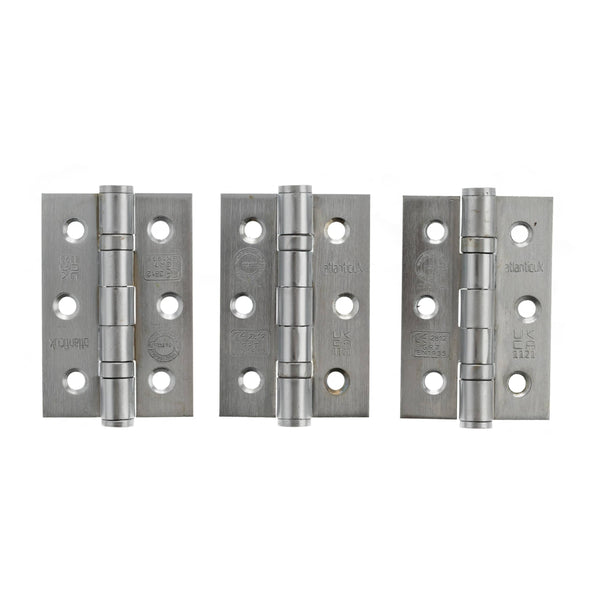 Atlantic CE Fire Rated Grade 7 Ball Bearing Hinges 3" x 2" x 2mm set of 3 - Satin Stainless Steel - A2H322SSS(3)