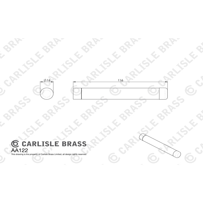 Carlisle Brass - Cylinder Pattern Door Stop - without Rose - Satin Chrome - AA122SC - Choice Handles