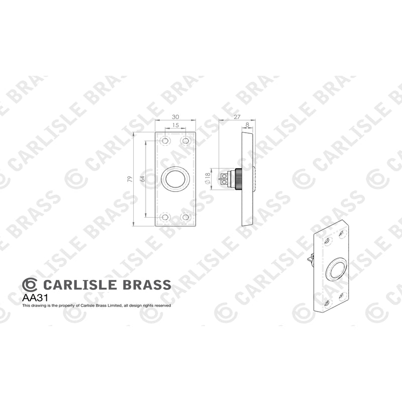 Carlisle Brass - Bell Push - Polished Brass - AA31 - Choice Handles