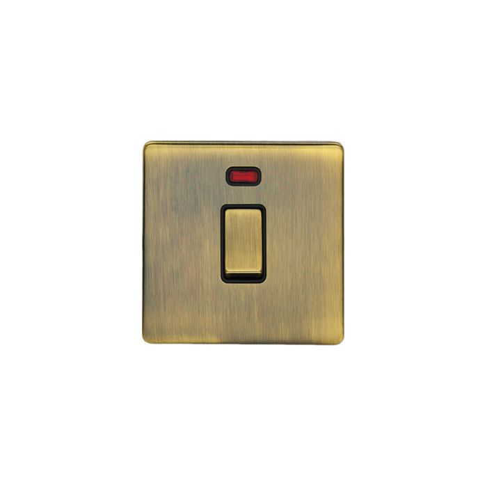 Eurolite Concealed 3mm 20Amp Switch With Neon Indicator - Antique Brass - AB20ADPSWNB - Choice Handles