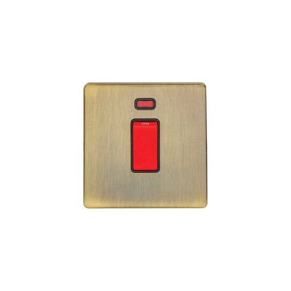 Eurolite Concealed 3mm 45Amp Switch With Neon Indicator - Antique Brass - AB45ASWNSB - Choice Handles