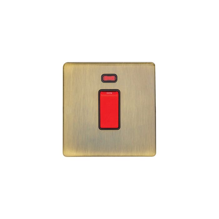 Eurolite Concealed 3mm 45Amp Switch With Neon Indicator - Antique Brass - AB45ASWNSB - Choice Handles