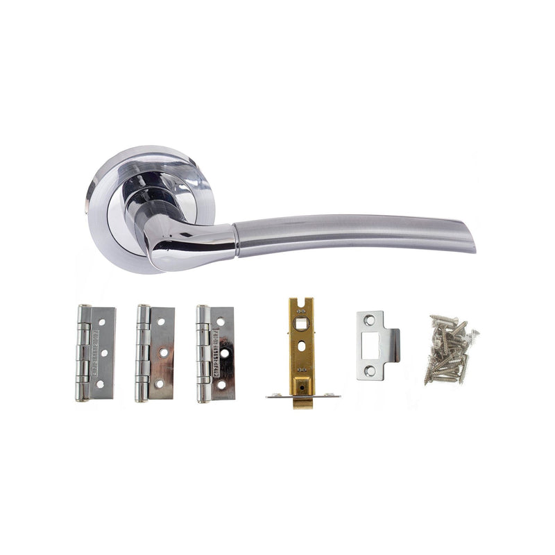 Atlantic Swell Dorpac (3" Latch, 3"x2" Hingesx3) - Satin Chrome/Polished Chrome - ADPECO10SCPC3