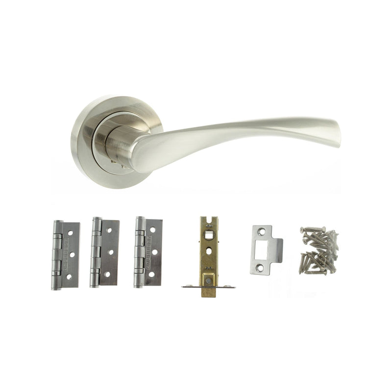 Atlantic Aqua Dorpac Bundle (2.5" Latch, 3"x2" Hingesx3) - Satin Nickel/Nickel Plate - ADPBECO20SNNP25