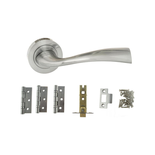 Atlantic Wave Dorpac (2.5" Latch, 3"x2" Hingesx3) - Satin Chrome - ADPECO30SC25