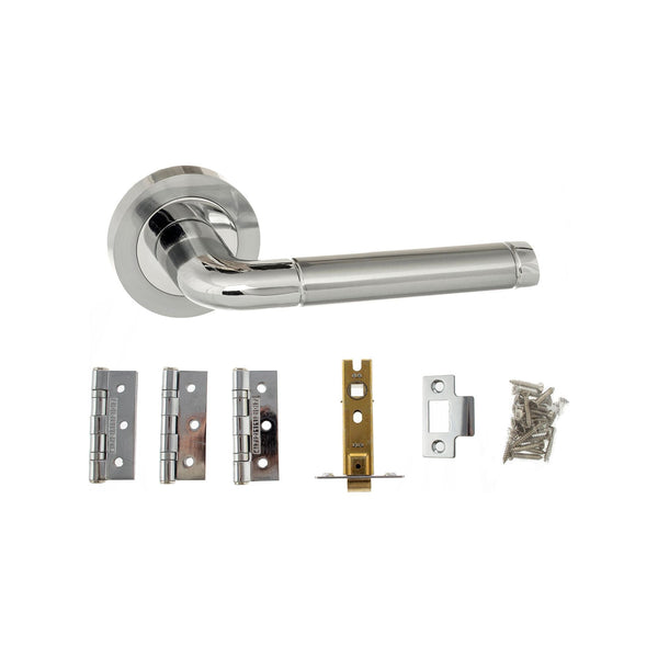 Atlantic Ocean Dorpac Bundle (2.5" Latch, 3"x2" Hingesx3) - Satin Chrome/Polished Chrome - ADPBECO40SCPC25