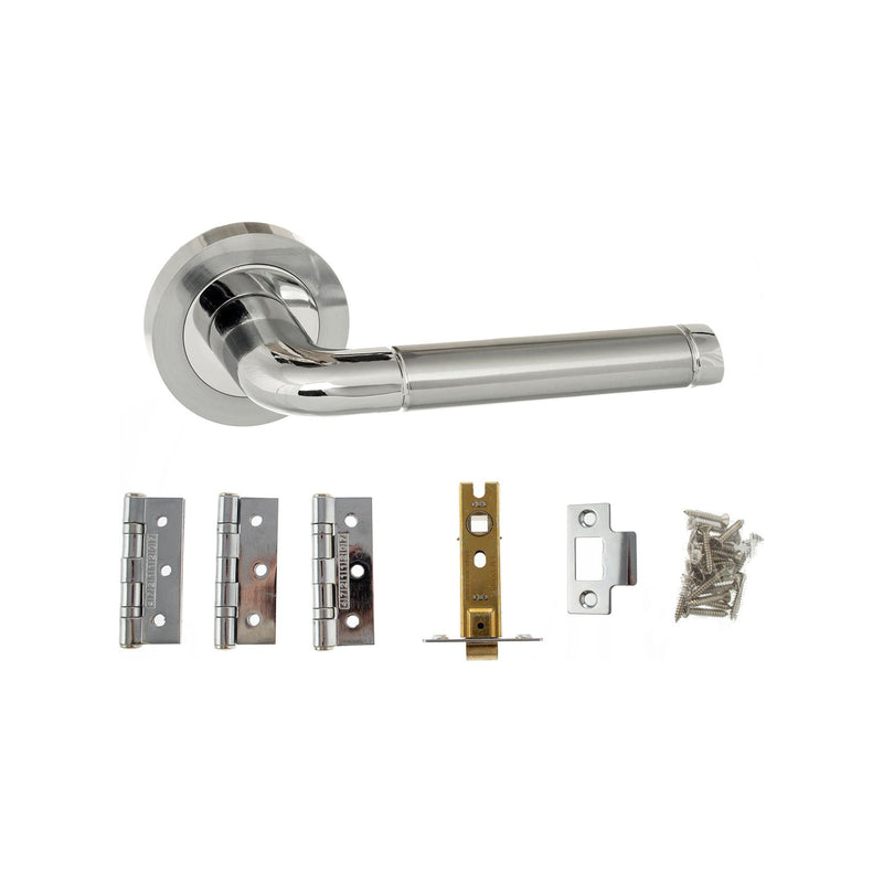 Atlantic Ocean Dorpac Bundle (3" Latch, 3"x2" Hingesx3) - Satin Chrome/Polished Chrome - ADPBECO40SCPC3