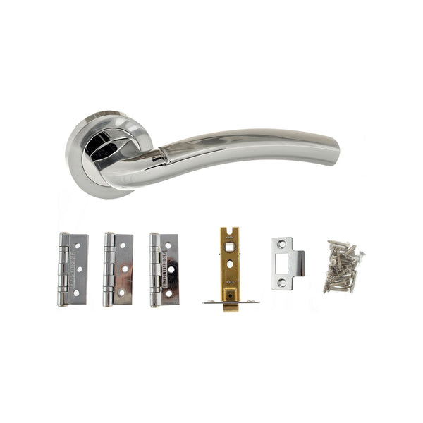 Atlantic Crest Dorpac (2.5" Latch, 3"x2" Hingesx3) - Satin Chrome/Polished Chrome - ADPECO50SCPC25