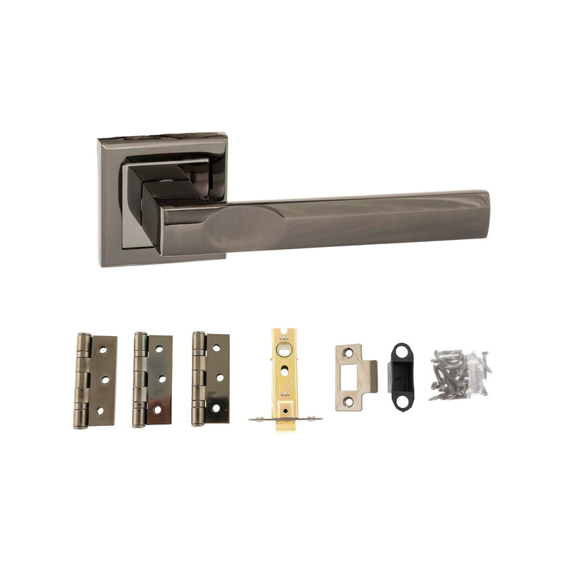 Atlantic Kansas Dorpac Bundle (2.5" Latch, 3"x2" Hingesx3) - Black Nickel - ADPBS24SBN25