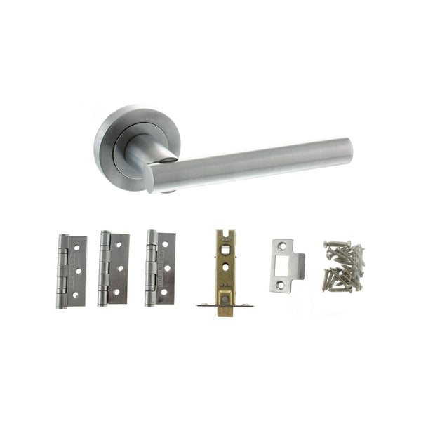 Atlantic Nebraska Dorpac Bundle (2.5" Latch, 3"x2" Hingesx3) - Satin Chrome - ADPBS28RSC25