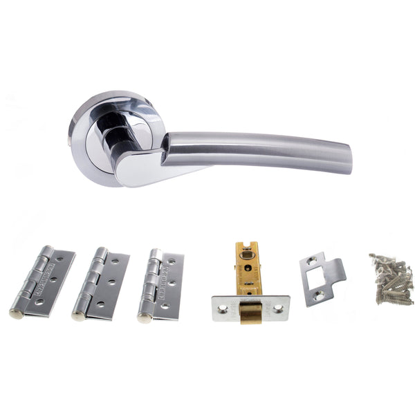 Atlantic Florida Dorpac Bundle (2.5" Latch, 3"x2" Hingesx3) - Satin Chrome/Polished Chrome - ADPBS32RSCPC25