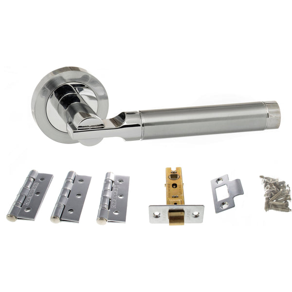 Atlantic Dakota Dorpac Bundle (2.5" Latch, 3"x2" Hingesx3) - Satin Chrome/Polished Chrome - ADPBS36RSCPC25