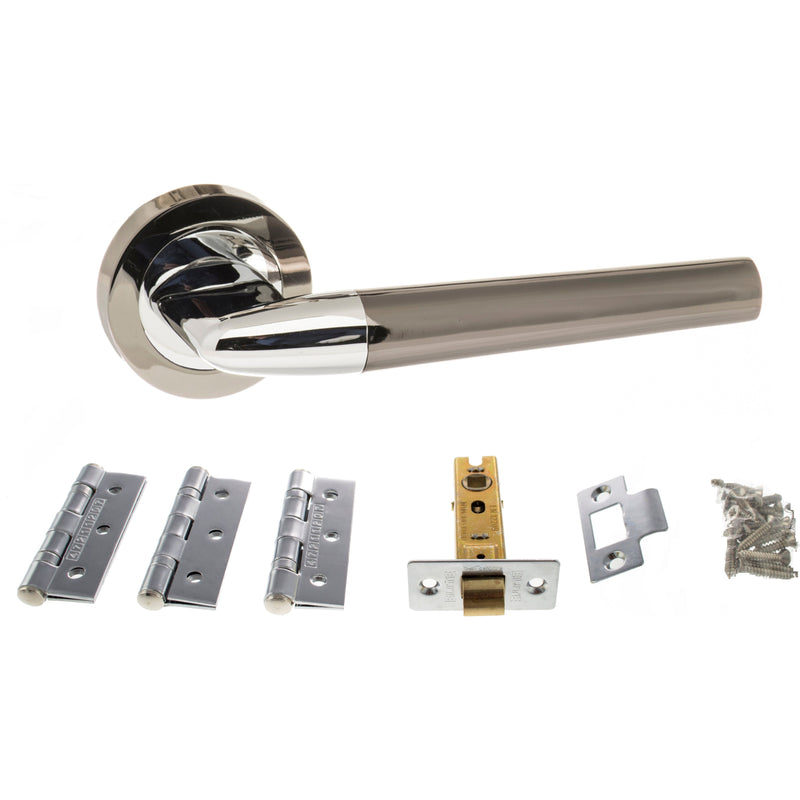 Atlantic Tennessee Dorpac Bundle (2.5" Latch, 3"x2" Hingesx3) - Black Nickel/Polished Chrome - ADPBS37RBNPC25