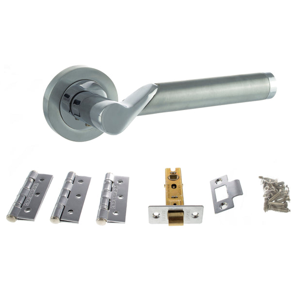 Atlantic Hawaii Dorpac (2.5" Latch, 3"x2" Hingesx3) - Satin Chrome/Polished Chrome - ADPS38RSCPC25