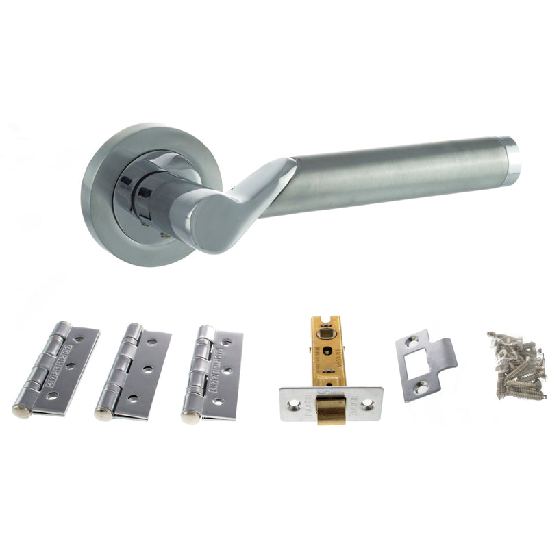 Atlantic Hawaii Dorpac Bundle (3" Latch, 3"x2" Hingesx3) - Satin Chrome/Polished Chrome - ADPBS38RSCPC3