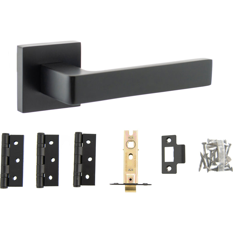 Atlantic Montana Dorpac Bundle (2.5" Latch, 3"x2" Hingesx3) - Matt Black - ADPBS40SMB25