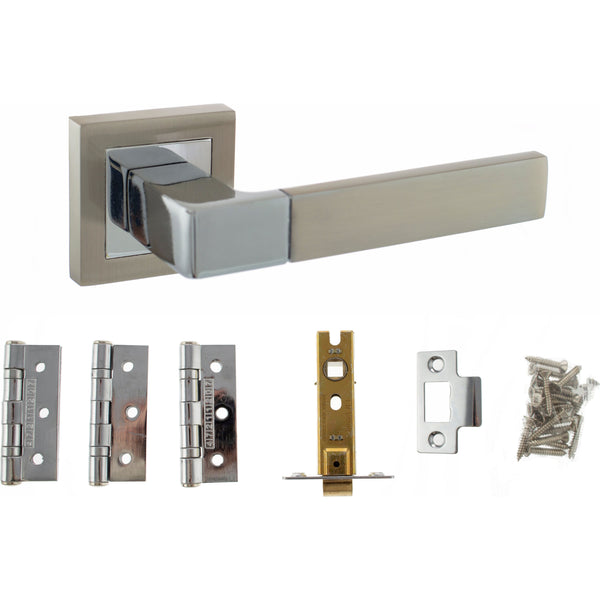 Atlantic Montana Dorpac (2.5" Latch, 3"x2" Hingesx3) - Satin Nickel/Polished Chrome - ADPS40SSNPC25