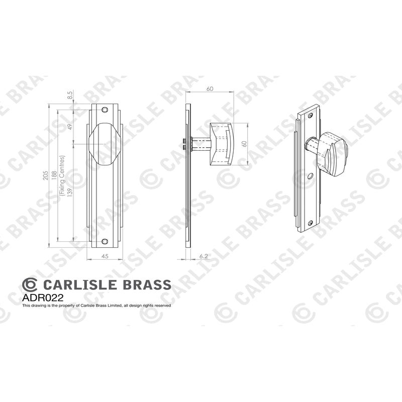 Carlisle Brass - Art Deco Knob on Latch Backplate - Polished Chrome - ADR022CP - Choice Handles