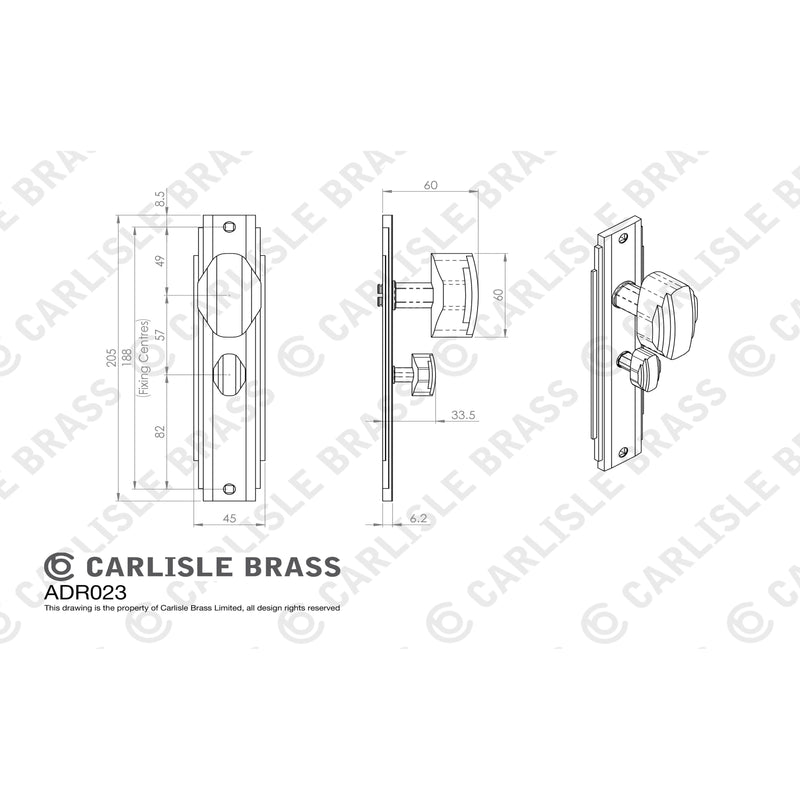 Carlisle Brass - Art Deco Knob on WC Backplate - Satin Nickel - ADR023SN - Choice Handles