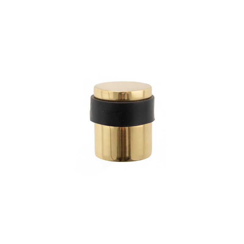 Atlantic Cylinder Premium Floor Mounted Door Stop - Satin Chrome/Polished Brass - ADSCPPB