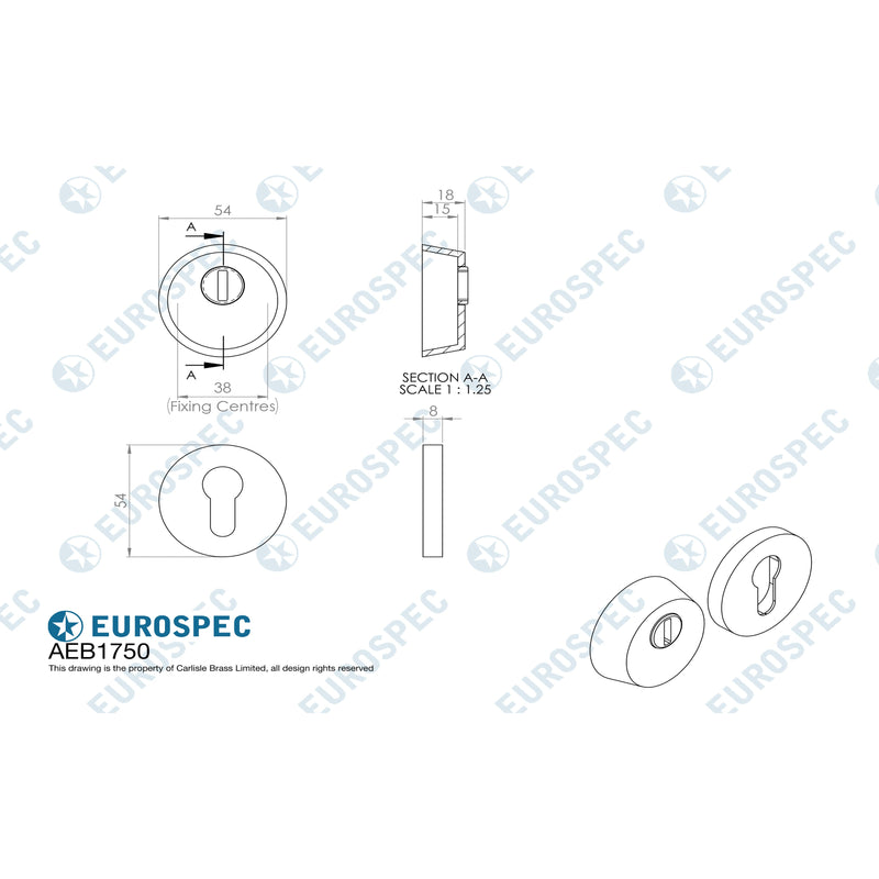 Eurospec - 2 Star Security Escutcheon Set - Bright Stainless Steel - AEB1750BSS - Choice Handles