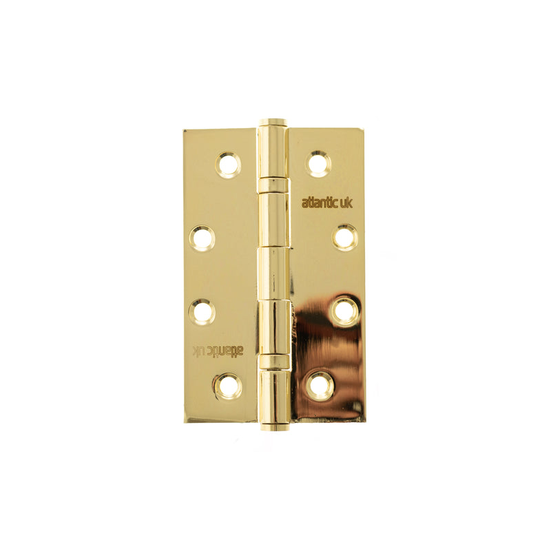 Atlantic Slim Knuckle Ball Bearing Hinges 4" x 2.5" x 2.5mm - Polished Brass - AH42525PB - Pair - Choice Handles