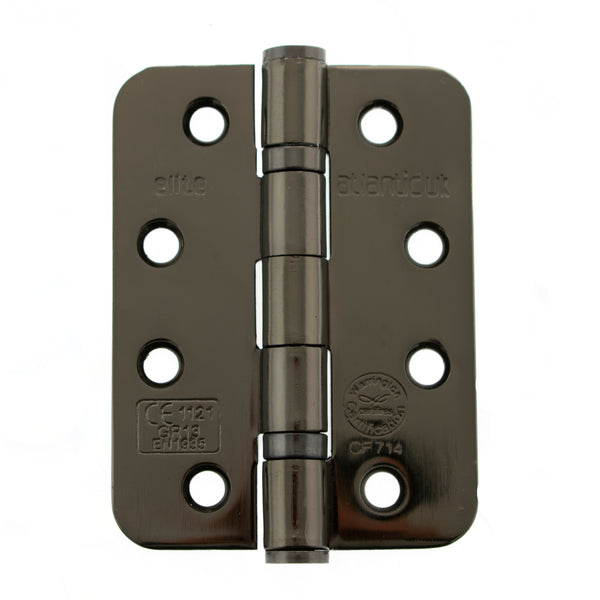 Atlantic Radius Corner Ball Bearing Hinges 4" X 3" X 3mm - Black Nickel - AHR1433BN