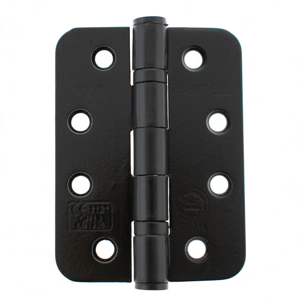 Atlantic Radius Corner Ball Bearing Hinges 4" X 3" X 3mm - Matt Black - AHR1433MB