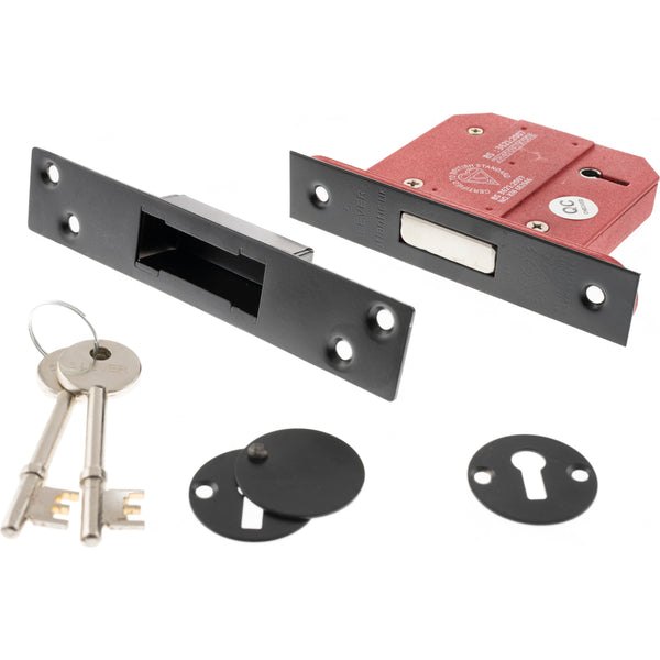 Atlantic 5 Lever Key Deadlock [BS] 2.5" - Matt Black - ALKDEAD5LK25MB