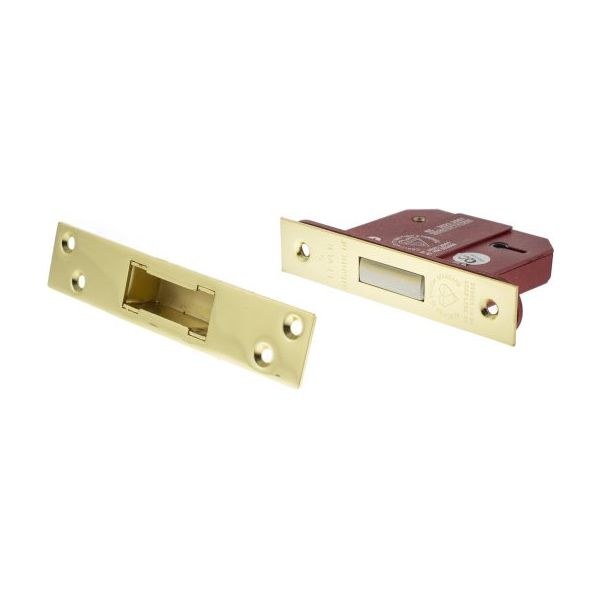 Atlantic 5 Lever Key Deadlock [BS] 2.5" - Polished Brass - ALKDEAD5LK25PB