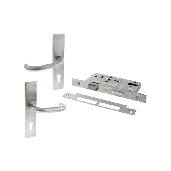 Atlantic DIN Euro Profile Escape Sashlock Double Throw with RTD lever 60mm backset - Satin Stainless Steel - ALKDINESCS60SSS