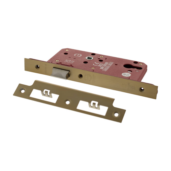 Atlantic DIN Latch 60mm backset - Satin Brass - ALKDINL60SB