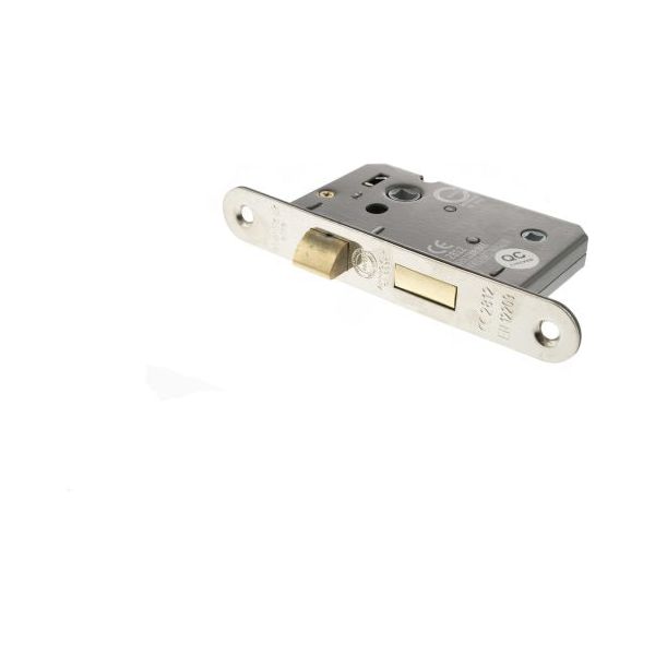 Atlantic Radius Corner Bathroom Lock [CE] 3" - Polished Nickel - ALKRCBATH3PN