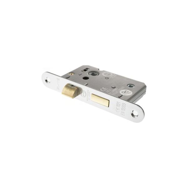 Atlantic Radius Corner Bathroom Lock [CE] 3" - Satin Chrome - ALKRCBATH3SC