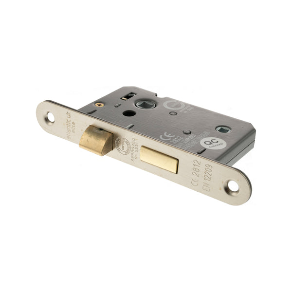 Atlantic Radius Corner Bathroom Lock [CE] 2.5" - Satin Nickel - ALKRCBATH25SN