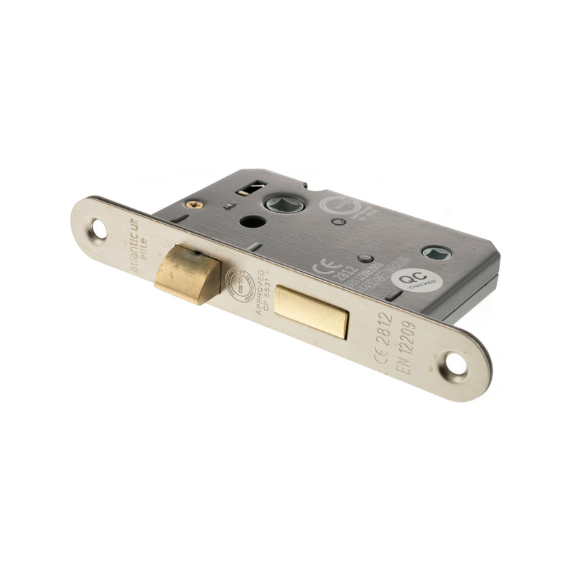 Atlantic Radius Corner Bathroom Lock [CE] 2.5" - Satin Nickel - ALKRCBATH25SN