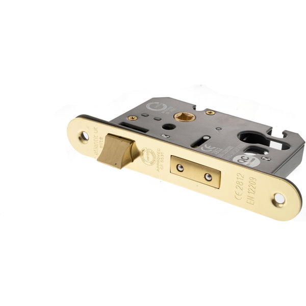 Atlantic Euro Radius Corner Sashlock [CE] 2.5" - Polished Brass - ALKRCSASHE25PB