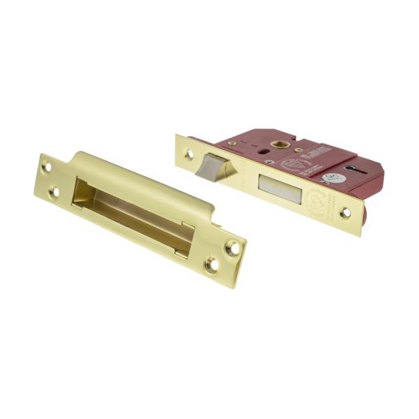 Atlantic 5 Lever Key Sashlock [BS] 2.5" - Polished Brass - ALKSASH5LK25PB