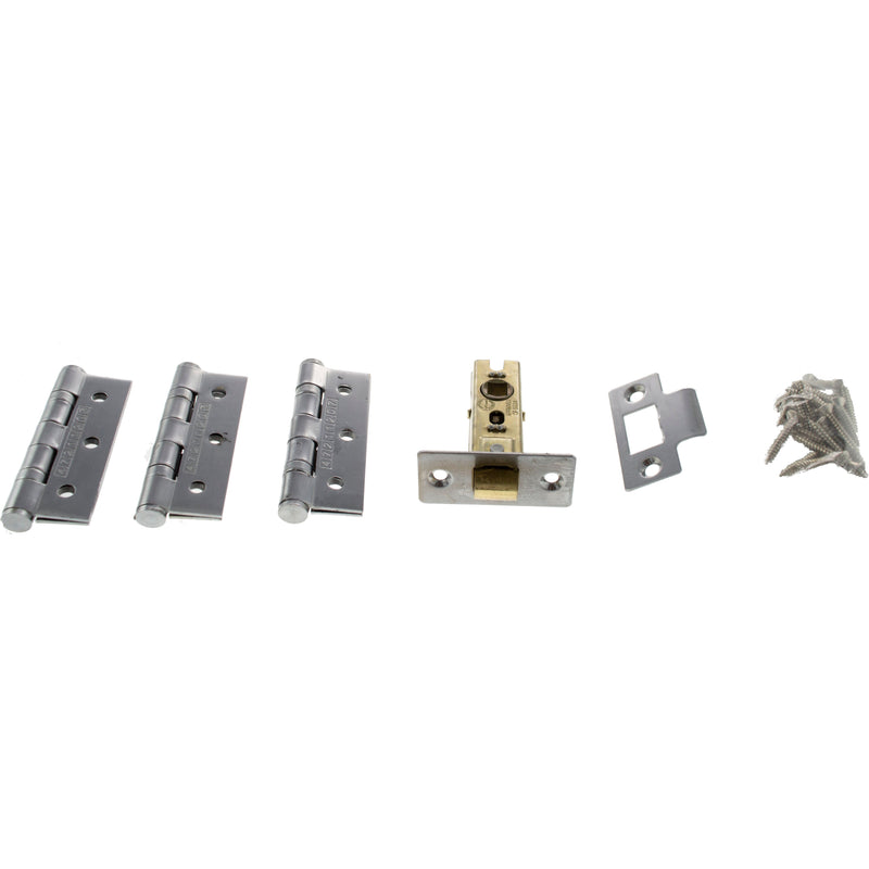 Atlantic Latch Pack [CE] 2.5" (Latch x1) + 3"x2" (Hinge x3) - Satin Chrome - ALP2532SC