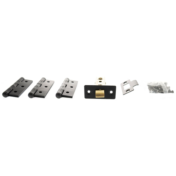 Atlantic Latch Pack [CE] 3" (Latch x1) + 3"x2" (Hinge x3) - Matt Black - ALP332MB