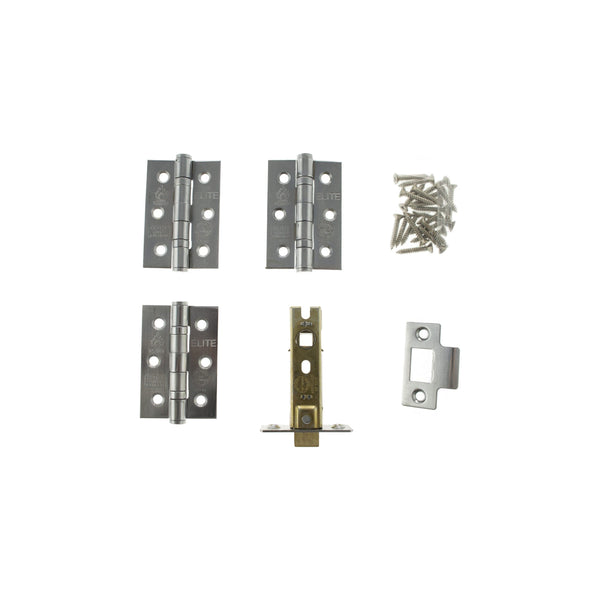 Atlantic Latch Pack [CE] 3" (Latch x1) + 3"x2" (Hinge x3) - Satin Chrome - ALP332SC