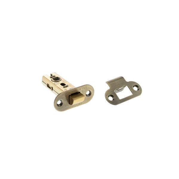 Atlantic Fire-Rated CE Marked Bolt Through Tubular Radius Latch 2.5" - Antique Brass - ALRCE25AB - Choice Handles