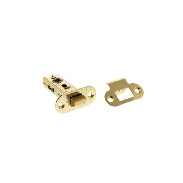 Atlantic Fire-Rated CE Marked Bolt Through Tubular Radius Latch 2.5" - Polished Brass - ALRCE25PB - Choice Handles