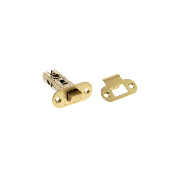 Atlantic Fire-Rated CE Marked Bolt Through Tubular Radius Latch 2.5" - Satin Brass - ALRCE25SB - Choice Handles