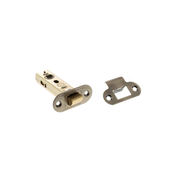 Atlantic Fire-Rated CE Marked Bolt Through Tubular Radius Latch 3" - Antique Brass - ALRCE3AB - Choice Handles