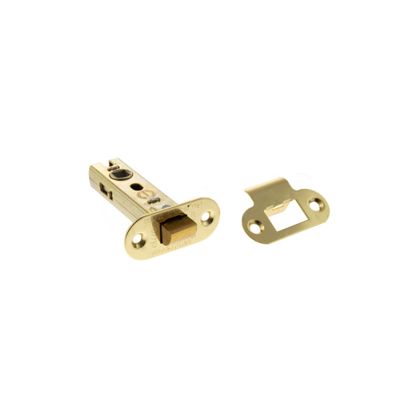 Atlantic Fire-Rated CE Marked Bolt Through Tubular Radius Latch 3" - Polished Brass - ALRCE3PB - Choice Handles