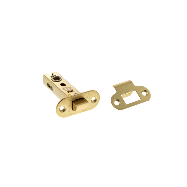 Atlantic Fire-Rated CE Marked Bolt Through Tubular Radius Latch 3" - Satin Brass - ALRCE3SB - Choice Handles